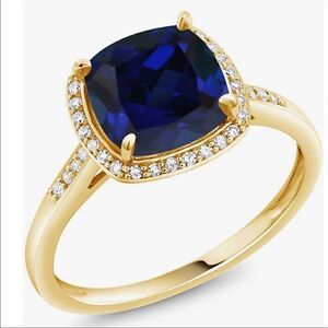 10K Gold Diamond Sapphire Ring